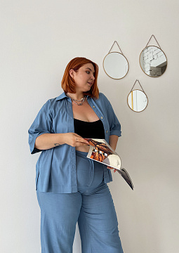 картинка Рубашка с коротким рукавом голубого цвета от магазина Одежда+