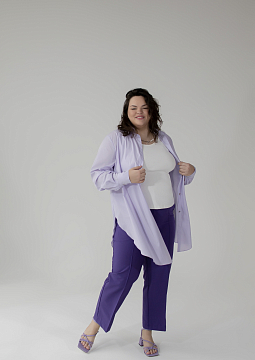 картинка Рубашка с ассиметричным низом лилового цвета от магазина Одежда+