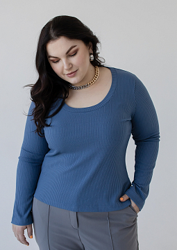 картинка Лонгслив с длинным рукавом и округлым декольте от магазина Одежда+